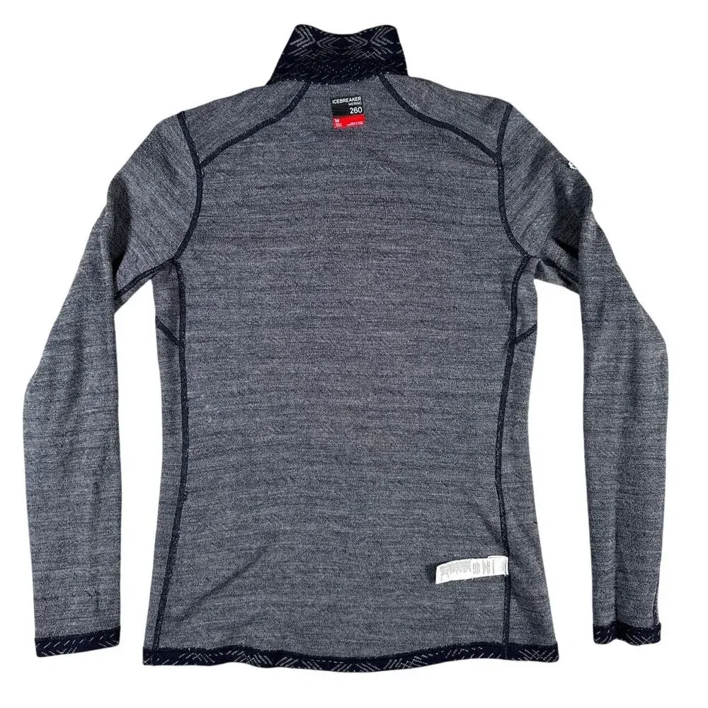 Icebreaker Vertex Base Layer Top Half Zip Womens Medium Merino Wool 260g‎ Blue